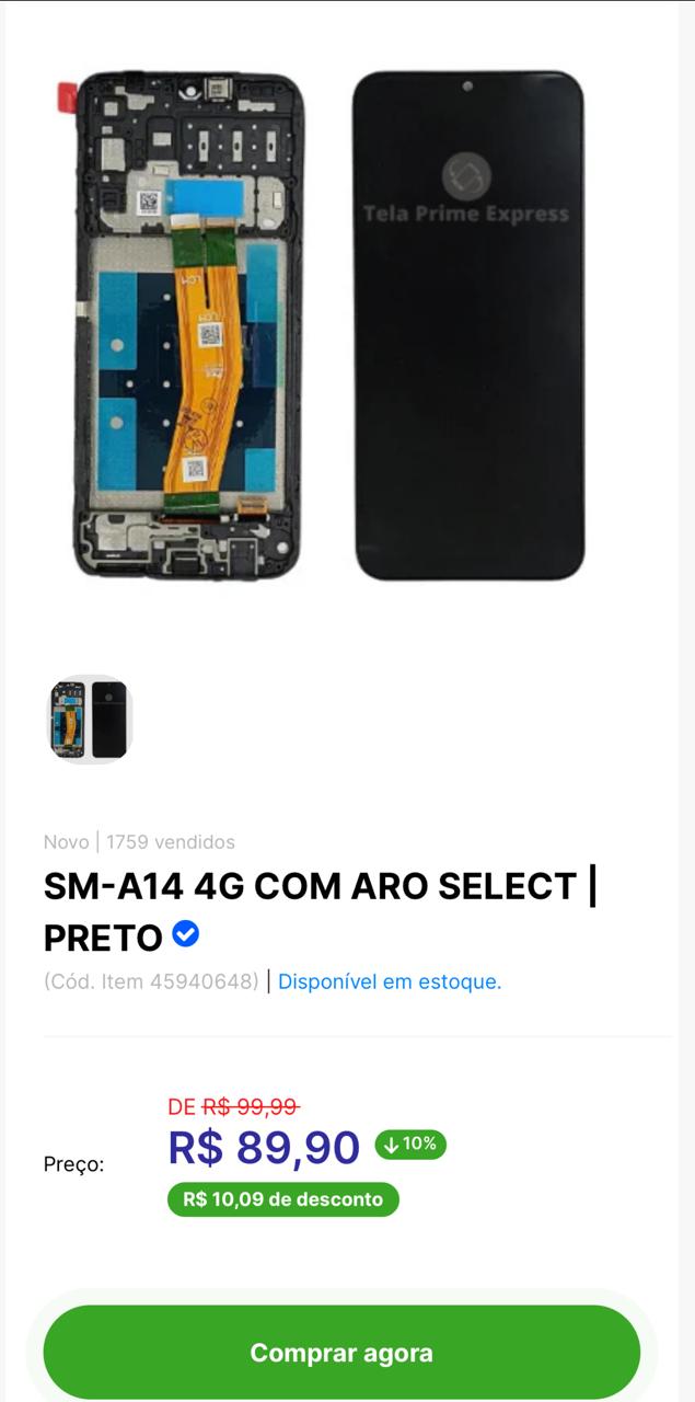Samsung A14 4G - Tela Prime